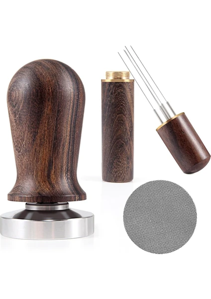 51MM Espresso Coffee Tamper&stirrer Set-Wooden-Handle Spring-Loaded Calibrated Tamper With Premium Stainless Steel Base (Yurt Dışından)