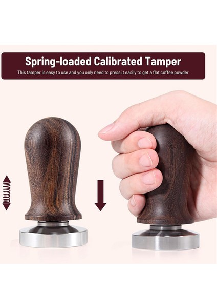 51MM Espresso Coffee Tamper&stirrer Set-Wooden-Handle Spring-Loaded Calibrated Tamper With Premium Stainless Steel Base (Yurt Dışından)