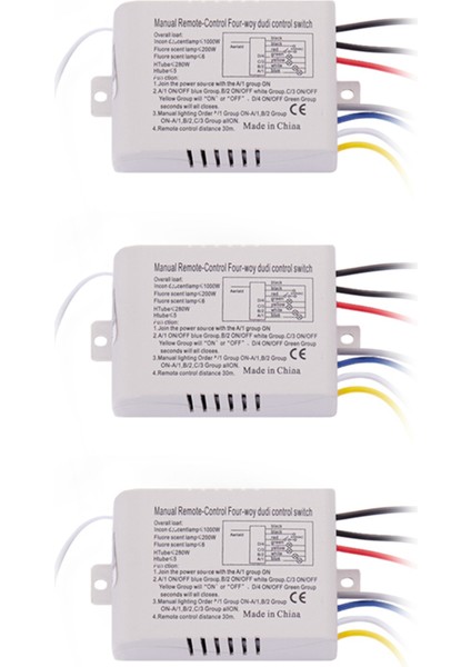 3x 4 Yollu Işık Lambası Dijital Kablosuz Uzaktan Kumanda Anahtarı Açık/kapalı 220V (Yurt Dışından)