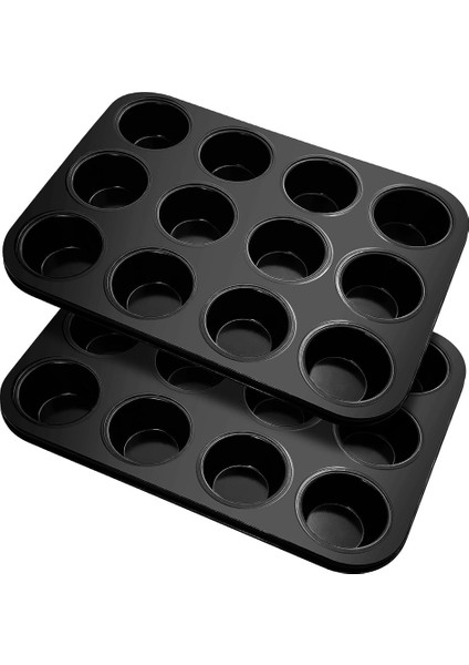 Muffin Tepsisi, 12 Muffin Için 2'li Karbon Çelik Muffin Tepsisi Paketi, Yapışmaz Kaplamalı Muffin Pişirme Kalıbı, Muffin Tepsisi (Yurt Dışından)