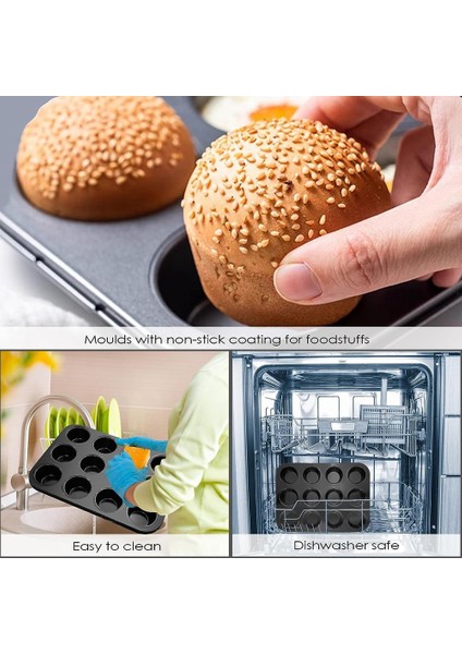 Muffin Tepsisi, 12 Muffin Için 2'li Karbon Çelik Muffin Tepsisi Paketi, Yapışmaz Kaplamalı Muffin Pişirme Kalıbı, Muffin Tepsisi (Yurt Dışından)