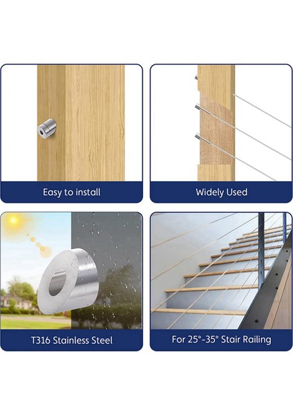 50 Paket 30 Derece Paslanmaz Çelik Açı Eğimli Yıkayıcı, 1/4 Inç/6.6mm 30 Derece Yıkayıcı Kablo Korkuluk Kiti Için (Yurt Dışından) indirimleri