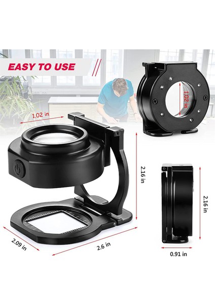 2 Adet 25X Büyüteç Büyüteç 6 Işık, USB Üç Katlanır Masaüstü Taşınabilir Metal Göz Büyüteç Ölçeği Dikiş Büyüteç (Yurt Dışından) modelleri