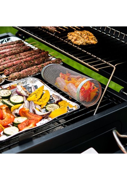 20CM Barbekü Haddeleme Izgara Sepeti Barbekü Ağı Tüp Izgara Sepeti Barbekü Kamp Ateşi Izgara Aile Seyahat Kamp Piknik Tencere (Yurt Dışından)