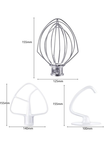K45DH Hamur Kancası Için Blender Kiti, K45WW Tel Kırbaç, K45B Kaplamalı Düz Bıçak, 6 Adet Kase Dikey Mikser Tamir Takımı (Yurt Dışından)