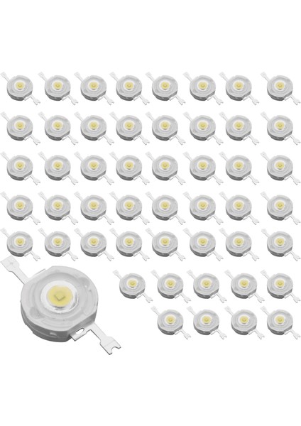 50 Adet 1W Diyot Yüksek Güçlü Soğuk Beyaz LED Boncuk 1 Watt Lamba Çipi 3V-3.4V (Yurt Dışından)
