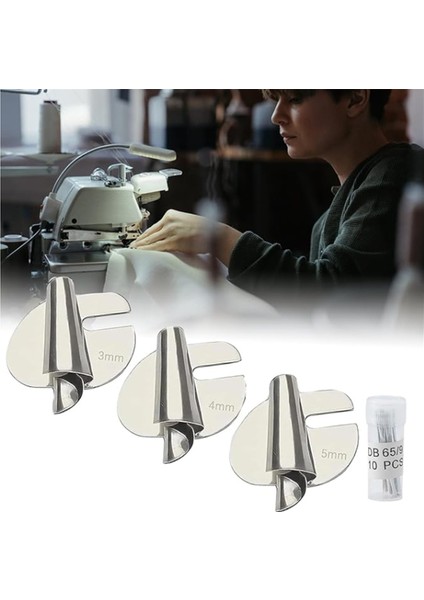 3 Adet Dikiş Haddelenmiş Hemmer Ayak, 3/4/5mm Geniş Haddelenmiş Basınç Ayağı, Dikiş Makinesi Baskı Ayağı 10 Adet Iğneler ile (Yurt Dışından)