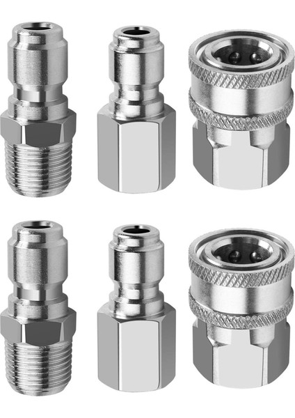 4x Npt 3/8 Inç Erkek ve Dişi Hızlı Bağlantı Kiti ve 2 Parça Npt 3/8 Inç Basınçlı Yıkama Makinaları Hızlı Bağlantı Fişi (Yurt Dışından)