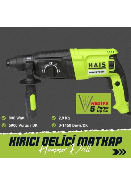 Hais Kırıcı Delici Hilti Matkap 2,8 J 800 Watt