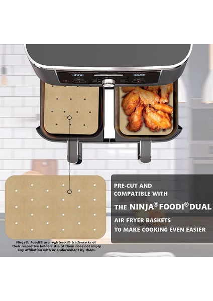 200 Adet Hava Fritöz Kağıdı Hava Deliği Hava Fritöz Parşömen Kağıt Gömlekleri Ninja DZ201, DZ401 Çift Hava Fritöz Aksesuarları (Yurt Dışından)
