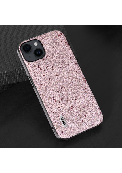iPhone15 Plus Artı Parıltılı Pu Deri Kaplamalı Tpu Ince Fit Şok Geçirmez Kapak Pembe (Yurt Dışından)