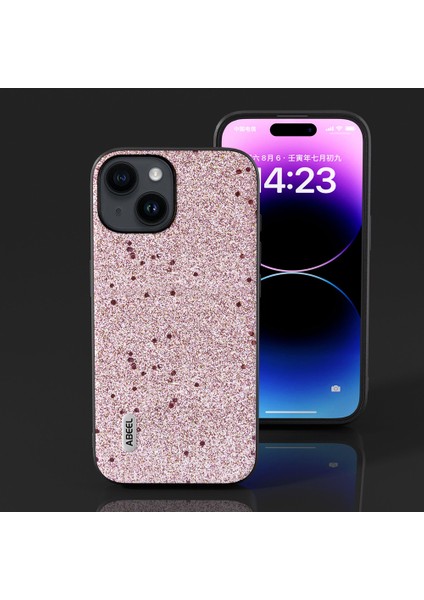 iPhone15 Plus Artı Parıltılı Pu Deri Kaplamalı Tpu Ince Fit Şok Geçirmez Kapak Pembe (Yurt Dışından)