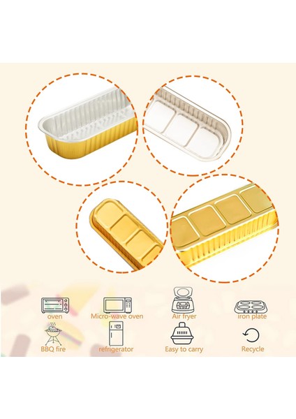 50 Adet Tek Kullanımlık Alüminyum Pişirme Kapları Mini Somun Tavaları Dikdörtgen Muffin Teneke Mini Dar Kek Tavaları Parti Için (Yurt Dışından) modelleri