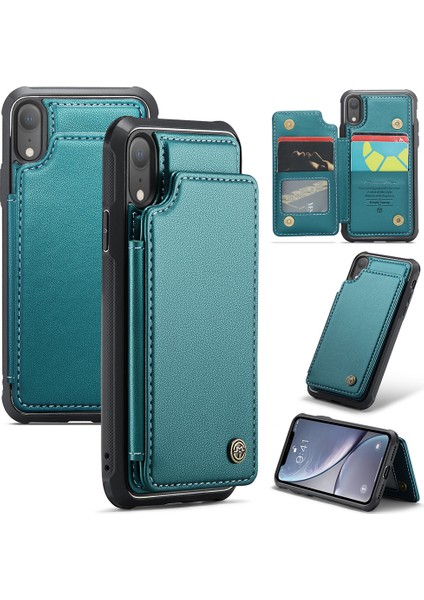 iPhoneXr Için 6.1 Inç Kasa Rfıd Engelleme Litchi Doku Deri Telefon Kapak Yeşili (Yurt Dışından)