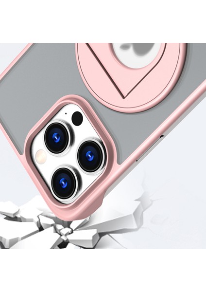iPhone15 Pro Max Case Telefon Kılıfı Magsafe Borderless Tasarım Yüzüğü Kickstand Cover-Pink ile Uyumlu (Yurt Dışından) modelleri