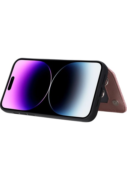 iPhone14 Için Pro Rfıd Engelleme Kart Tutucu Pu Deri+Tpu Telefon Kickstand Kapak Bilek Kayış Rose Altın (Yurt Dışından) modelleri
