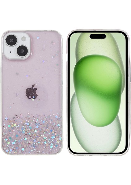 iPhone15 Plus Case Starry Sky Sparkle Epoxy Yumuşak Tpu Telefon Kapak Pembe (Yurt Dışından)