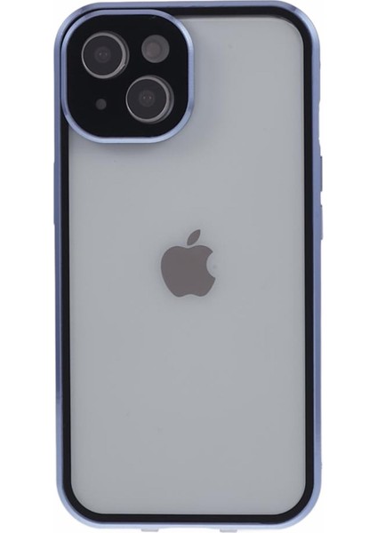 iPhone15 Plus Plus Plus Plus Kılıf Önleyici Çift Taraflı Temperli Cam Kapağı Manyetik Adsorpsiyon-Mavi (Yurt Dışından)