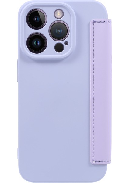 iPhone15 Pro Koruyucu Kılıf Kart Tutucu Kickstand Sıvı Silikon Cilt Touch Telefon Kapak Işık Mor (Yurt Dışından) modelleri