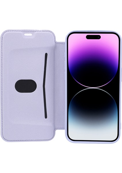 iPhone15 Pro Koruyucu Kılıf Kart Tutucu Kickstand Sıvı Silikon Cilt Touch Telefon Kapak Işık Mor (Yurt Dışından) fırsatları