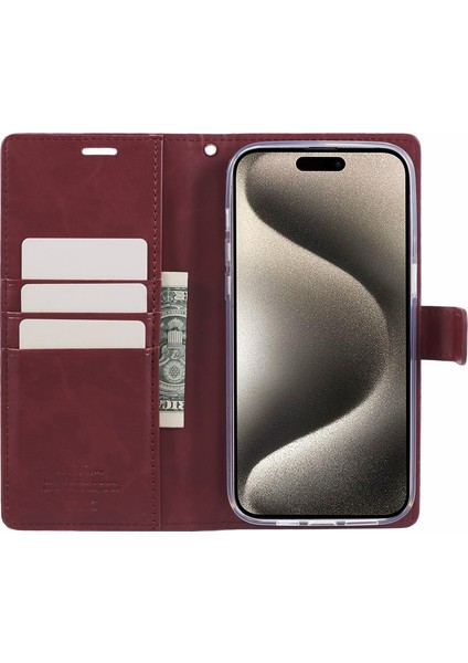 iPhone15 Pro Case Cüzdan Pu Deri Kapak Kırmızısı Için Blue Moon (Yurt Dışından) fiyatları