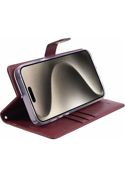 iPhone15 Pro Case Cüzdan Pu Deri Kapak Kırmızısı Için Blue Moon (Yurt Dışından) modelleri