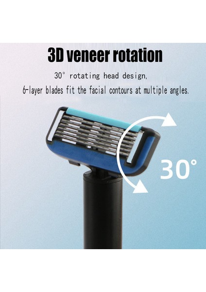 Klasik Güvenlikli Tıraş Makinesi Manuel Tıraş Makinesi Berber Tıraş 3D Dönen 6 Bıçaklı Tıraş Makinesi Siyah (Yurt Dışından)