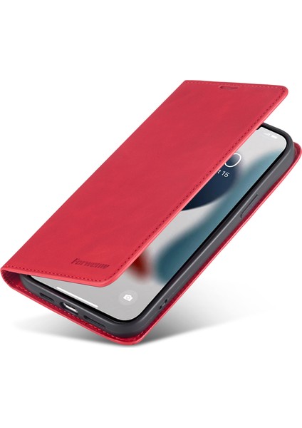 iPhone15 Plus Şok Geçirmez Cüzdan Için Telefon Kılıfı Cilt Deri Deri Cüzdan Telefon Kapak-Kırmızı (Yurt Dışından) fırsatları