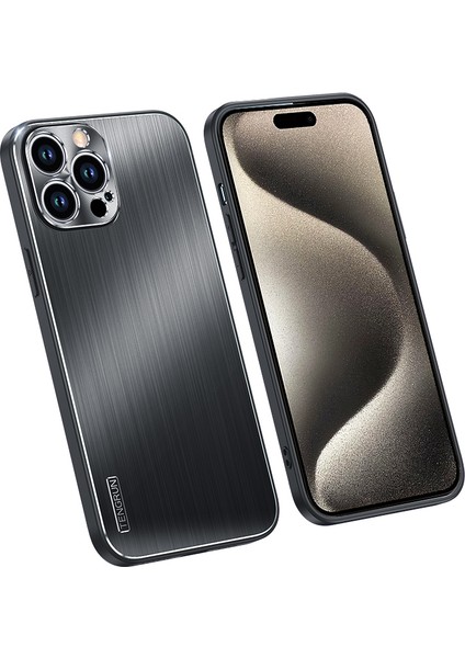 iPhone15 Pro Kabuk Fırçalı Tpu+Metal Kırmaya Dayanıklı Telefon Kapak Black Için Koruyucu Kılıf (Yurt Dışından)