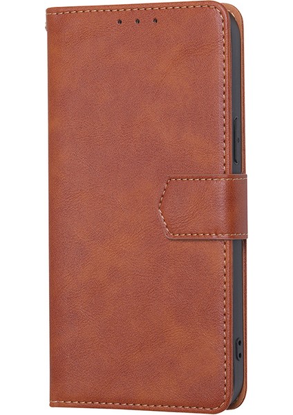 iPhone15 Pro Magnetic Toka Folio Flip Pu Deri Deri Cüzdan Cep Telefonu Katlanabilir Stand Kapak-Kahverengi (Yurt Dışından) fırsatları