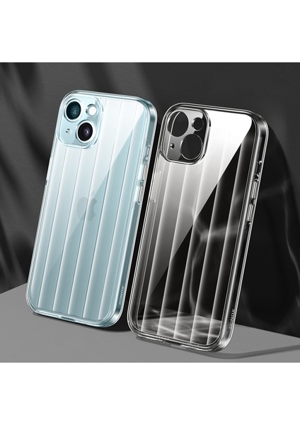 iPhone15 Case Stripe Design Pc+Tpu Şok Geçirmez Telefon Kapağının Şeffafı Için Greya Serisi (Yurt Dışından)