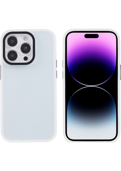 iPhone15 Pro Pc+Tpu Telefon Kasası Metal Lens Çerçevesi Çizgiye Karşı Çizgiye Karşıtı Kapak-Beyaz (Yurt Dışından)