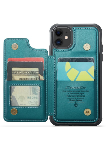 Rfıd Engelleme Kart Yuvaları iPhone11 Kickstand Pu Deri Kaplamalı Tpu Telefon Kapak Yeşili (Yurt Dışından)