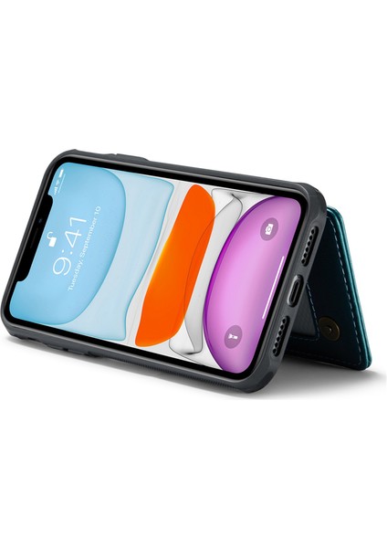 Rfıd Engelleme Kart Yuvaları iPhone11 Kickstand Pu Deri Kaplamalı Tpu Telefon Kapak Yeşili (Yurt Dışından)