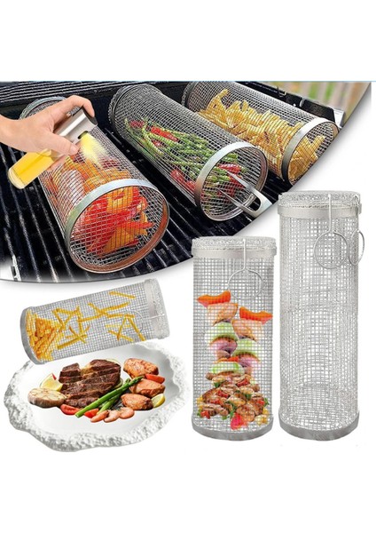 Barbekü Sepeti Paslanmaz Çelik Izgara Açık Barbekü Sepeti Rendeleyin Kanca ve Çatal ile Seyahat Kamp Piknik Tencere 35 cm (Yurt Dışından)