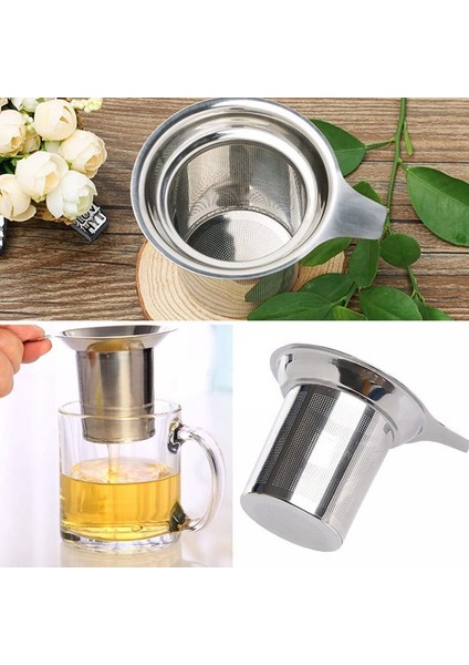 Stainless Steel Tea Strainer, Teapot, Tea Sieve, Coffee Cup, Leaking Sieve, Flat Bottom, High Density Filter With Handle (Yurt Dışından)