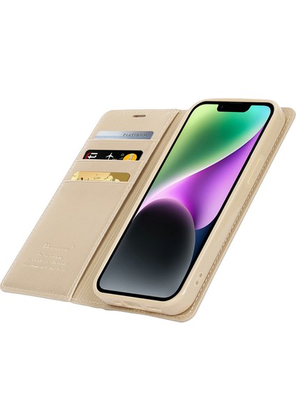 Hanman Minuo Serisi iPhone15 Tam Koruma Deri Kapak Cüzdan Stand Telefon Kılıfı (Yurt Dışından)