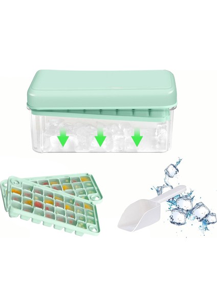 Kapaklı Buz Küpü Tepsisi Dondurucu Için Buz Tepsileri Konteynerli Buz Yapıcı Kalıbı 60 Buz Tepsisi Kolay Açılan Buz Yeşili (Yurt Dışından)