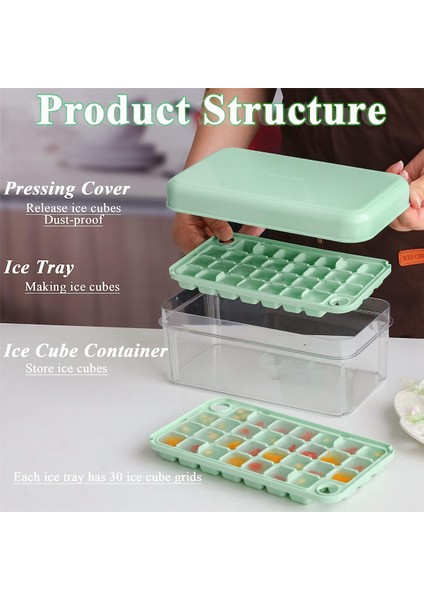 Kapaklı Buz Küpü Tepsisi Dondurucu Için Buz Tepsileri Konteynerli Buz Yapıcı Kalıbı 60 Buz Tepsisi Kolay Açılan Buz Yeşili (Yurt Dışından) indirimleri