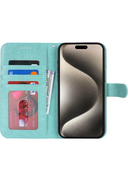 iPhone15 Pro Max R61 Dokusu Dokün Kasası Deri Telefon Kapak Işık Yeşil (Yurt Dışından)