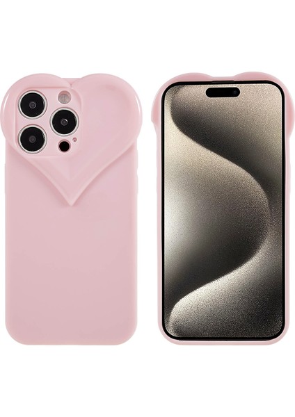 iPhone15 Pro Yükseltilmiş Çerçeve Koruma Telefon Kapağı Tpu Cep Telefon Kılıfı Kalp Şeklinde Tasarım-Pembe (Yurt Dışından)