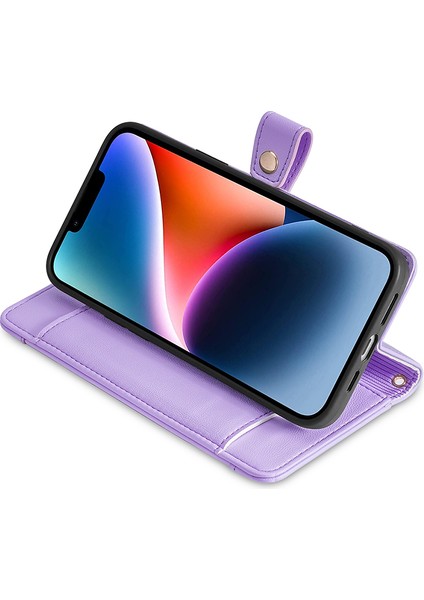 iPhone15 Pro Fermuar Kredi Kartı Sahibi Pu Pu Deri Stand Cüzdan Telefon Kapağı Bilek Kayışı ve Omuz Kayış-Mor (Yurt Dışından) indirimleri