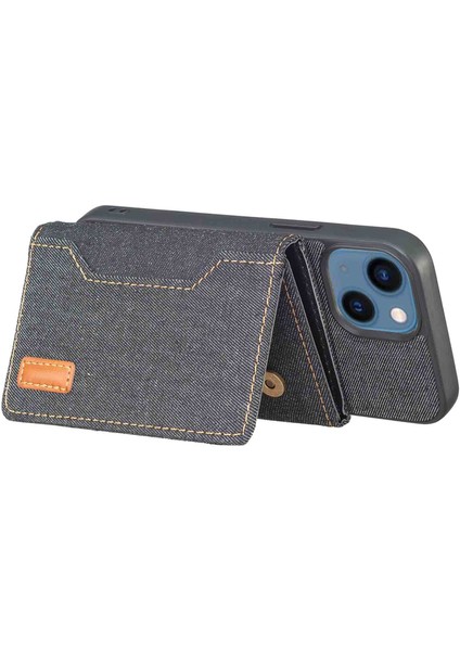 iPhone15 Plus Bölünmüş Tasarım Cüzdan Kılıf Kot Kot Ceza Telefon Kapak Black (Yurt Dışından) fiyatları