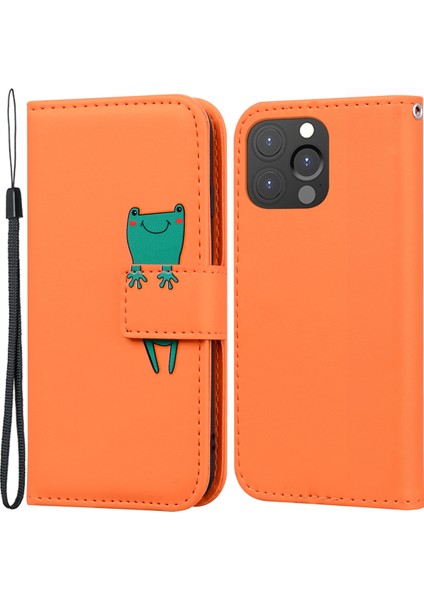 iPhone13 Pro 6.1 Inç Için Coveroon Hayvan Desen Pu Deri Cüzdan Cep Telefonu Vaka-Orange Için (Yurt Dışından)