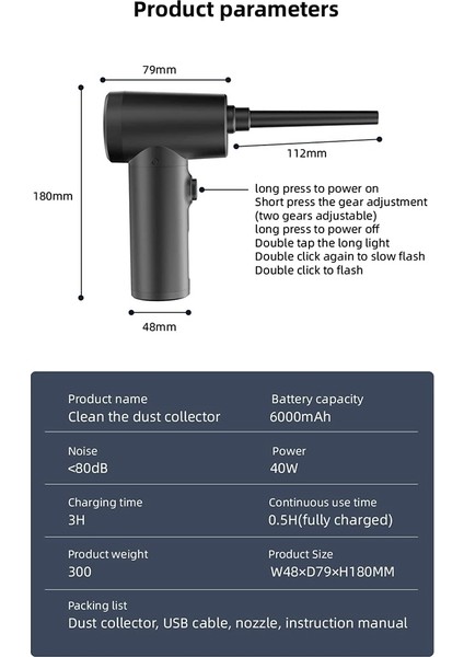 Dizüstü Bilgisayarların Temizlenmesi Için 50000 Rpm Basınçlı Hava Silici Basınçlı Hava Kutularına Alternatif Toz Yeniden Kullanılabilir Toz Toplayıcı (Yurt Dışından)