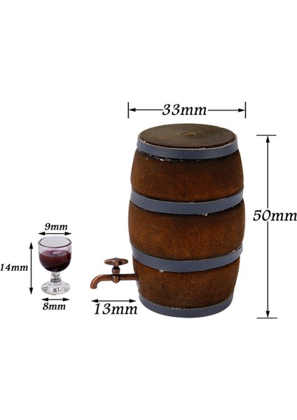 1:10 Mini Ahşap Şarap Fıçısı Içecek Aksesuarları, Şarap Kırmızısı (Yurt Dışından) modelleri