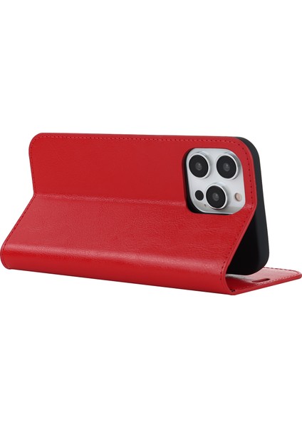 iPhone15 Pro Crazy Horse Doku Anti-Güz Anti-Fall Kapak Orijinal Inek Deri Stand Cüzdan Telefon Vaka-Kırmızı (Yurt Dışından) fırsatları