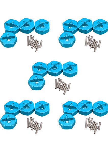 5x Alüminyum Alaşım 12MM Birleştirici Tekerlek Hub Hex Adaptörü Yükseltmeler Için 144001 1/14 Rc Araba Yedek Parçaları, Mavi (Yurt Dışından)