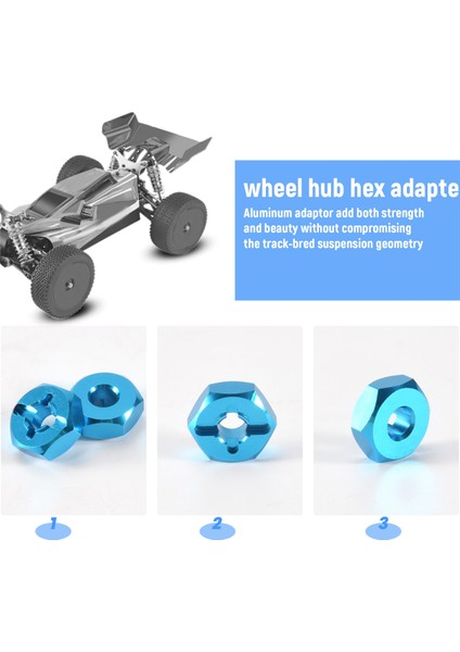 Alüminyum Alaşım 12MM Birleştirici Tekerlek Hub Hub Hex Adaptör Wltoys Için Yükseltmeler 144001 1/14 Rc Araba Yedek Parçaları, Mavi (Yurt Dışından)