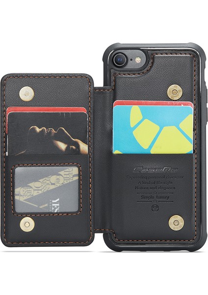 iPhone6/6s/7/8/se (2020)/SE (2022) Kılıf Kartı Sahibi Telefon Kickstand Cover-Black Için (Yurt Dışından)